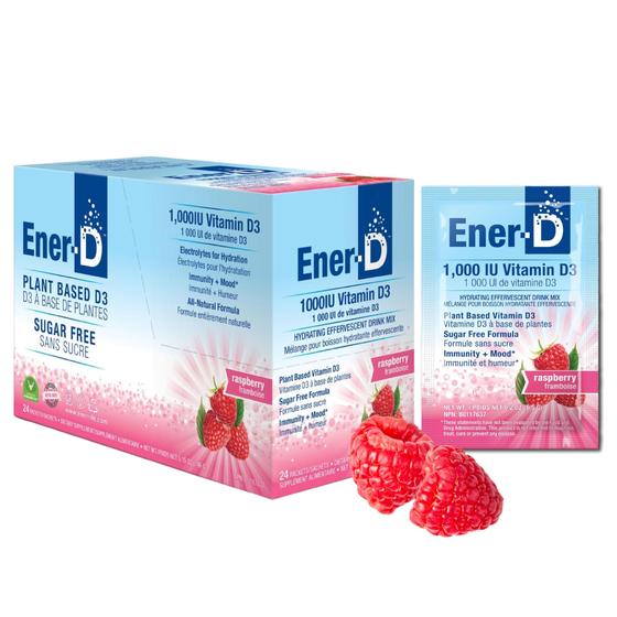 Imagem de Bebida em pó Ener-D, multivitamínico de framboesa, sem açúcar, 24 porções