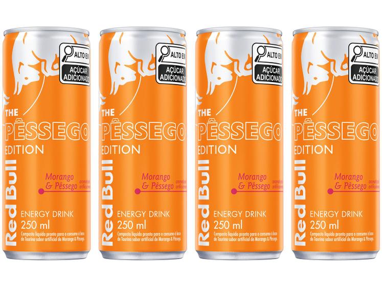Imagem de Bebida Energética Red Bull Energy Drink Morango e Pêssego 250ml 4 Unidades