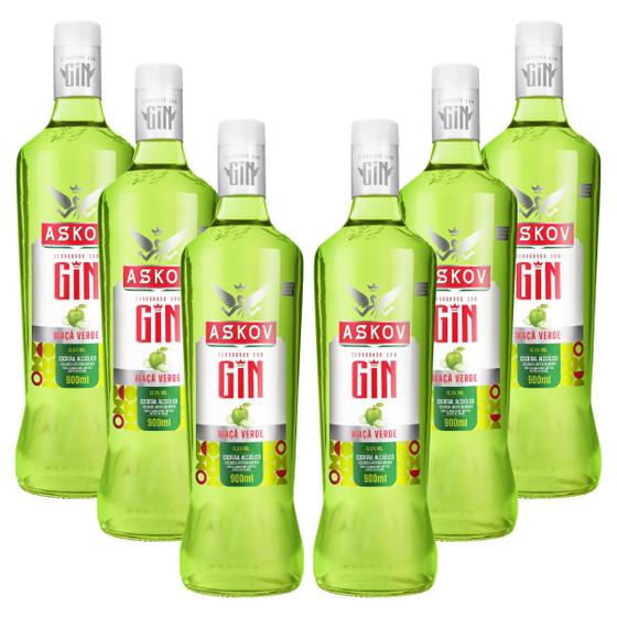 Bebida gin askov cocktail de maçã verde cx com 6 un de 900ml Vodka