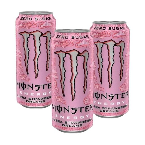 Imagem de Bebida Monster Strawberry Dreams Importado 500ml - 3 latas