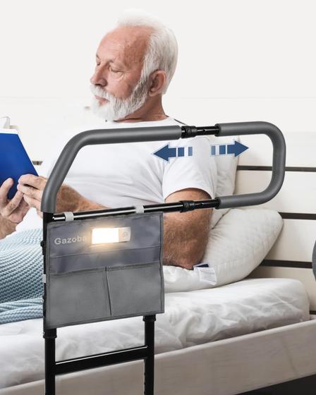 Imagem de Bed Rails Gazoba dobráveis para idosos com luz de movimento e bolso