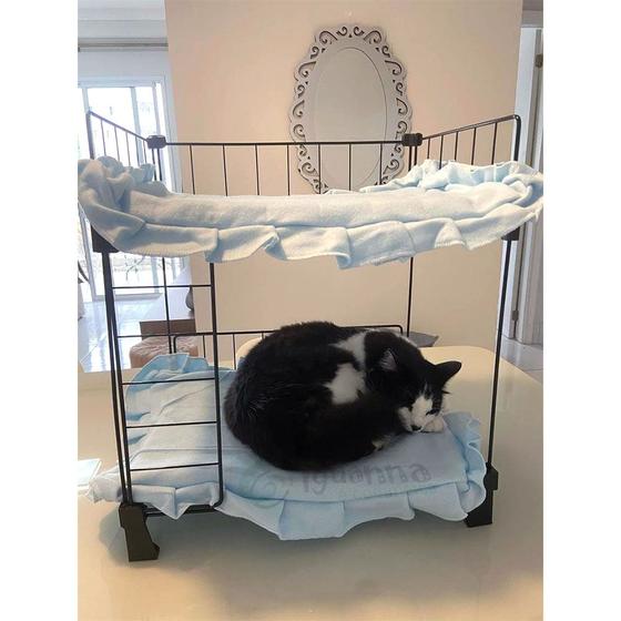 Imagem de Beliche Cama para Gatos Pet Aramada 45x40cm Preto com Colchonete Soft Macho