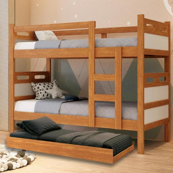 Imagem de Beliche com Cama Auxiliar Jaspe Treliche MDF