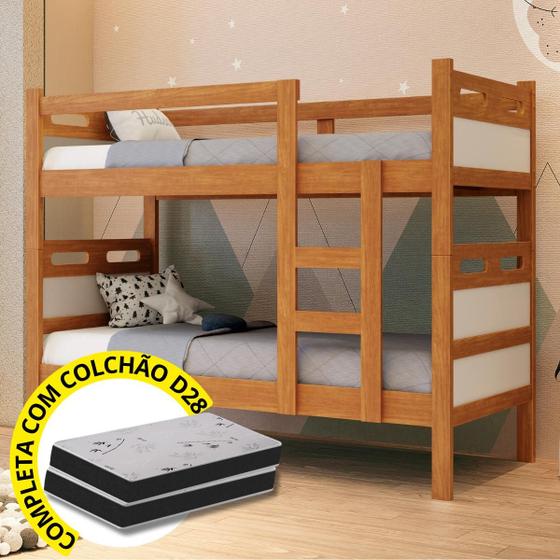 Imagem de Beliche com Colchão Confortável Reforçada Completa D28 Envio Imediato