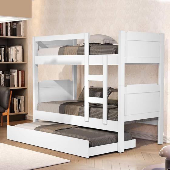 Beliche Com Grade Em MDF Com Auxiliar Branco Basoto - Beliche e ...