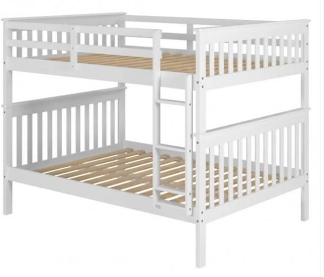 Beliche de Dormir com Duas Cama de Casal JT - Madeira Maciça - Branco Menor preço em Beliche de Dormir com Duas Cama de Casal JT - Madeira Maciça - Branco
