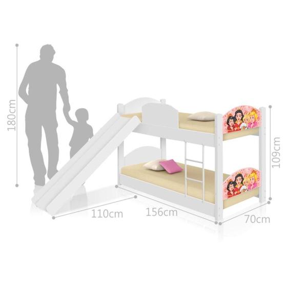 Beliche Mini Cama Princesas Medievais com Escorregador Menor preço em Beliche Mini Cama Princesas Medievais com Escorregador
