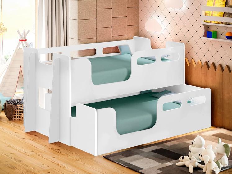 Beliche Montessoriano Solteiro Branco 100% MDF Menor preço em Beliche Montessoriano Solteiro Branco 100% MDF