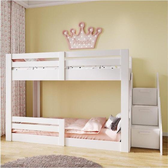 Imagem de Beliche Montessoriano Star Plus com Grade e Escada Casatema