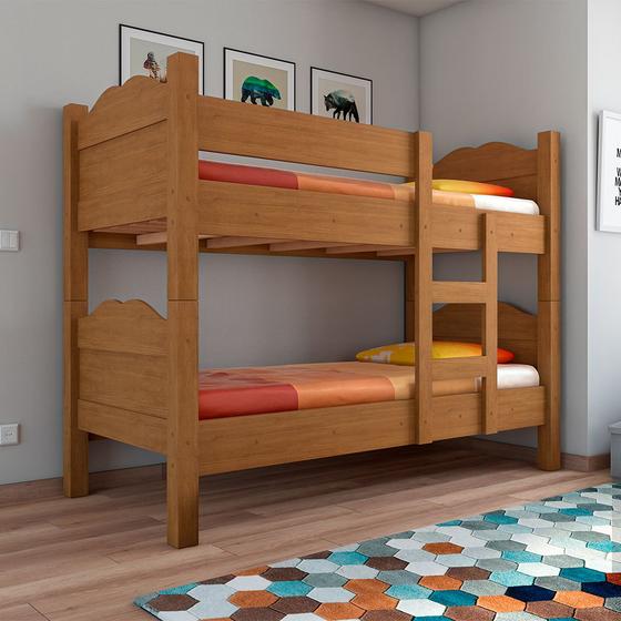 Imagem de Beliche Multifuncional Premium Que Vira 2 Camas Madrid com Grades de Proteção - Amêndoa
