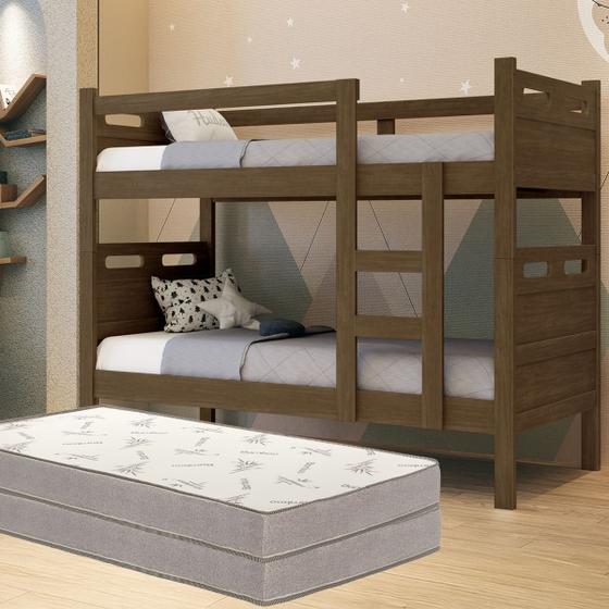 Imagem de Beliche Solteiro Em Mdf Vira Duas Camas Com Colchão D33 Premium