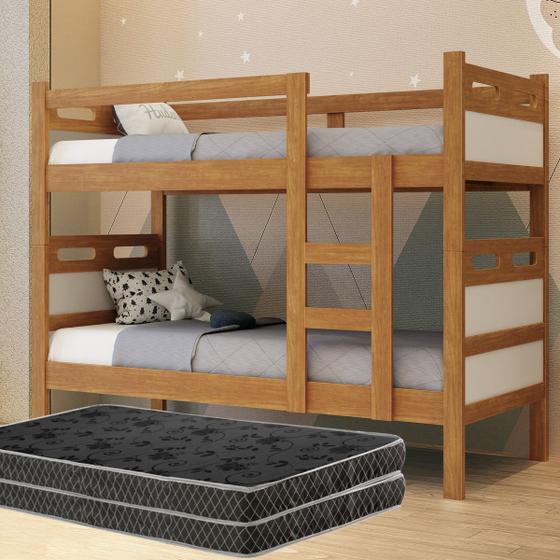 Imagem de Beliche Solteiro Reforçada 100% MDF Completa com 2 Colchões