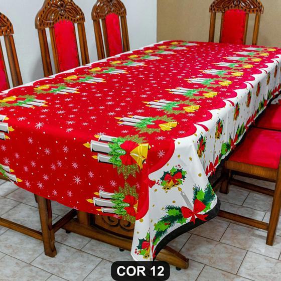 Imagem de Belíssima Toalha de Mesa Natalina 14 Lugares 4,00m x 1,40m Oxford Estampado