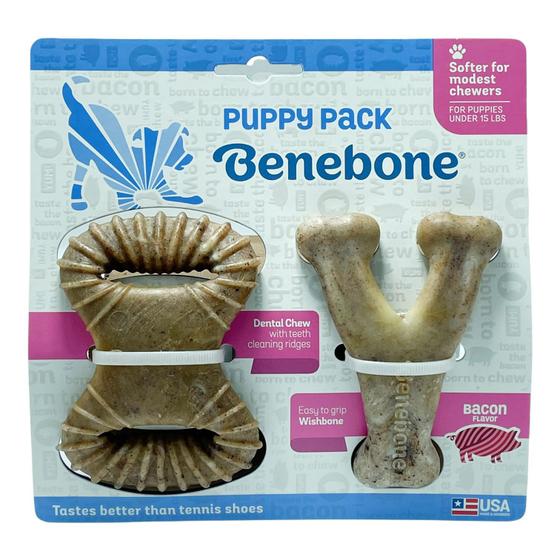 Imagem de Benebone Puppy Bacon Wishbone Ossinho Saborizado Dental Chew para Cães Filhotes