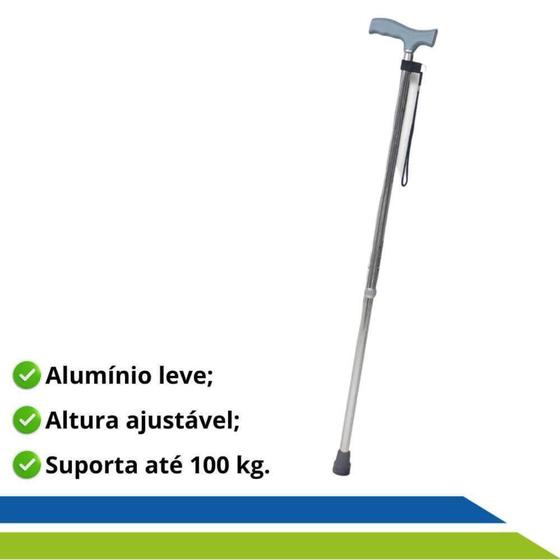 Imagem de Bengala Tipo T em Alumínio com Regulagem de Altura até 100 KG Hidrolight