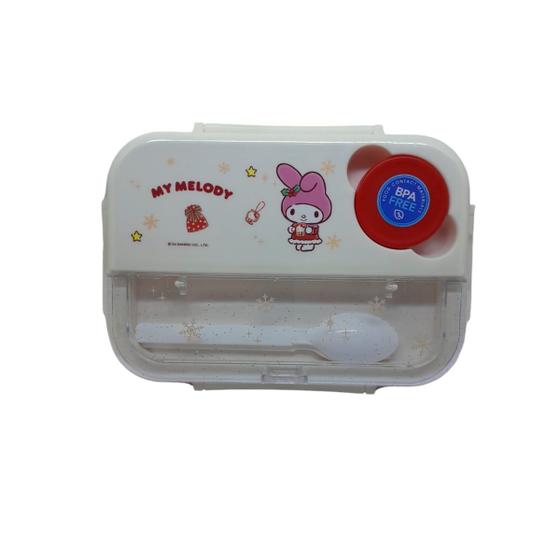 Imagem de Bento box com talheres e 4 divisórias my melody miniso 1300 ml.