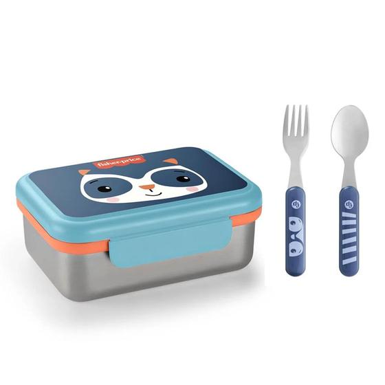 Imagem de Bento Box Hot & Cold Azul Com Talheres - Fisher Price