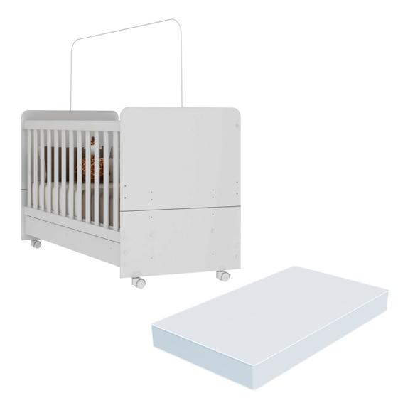 Imagem de Berço Americano 3x1 com Colchão Incluso e Rodízios Pimpolho Multimóveis FG3568 Branco