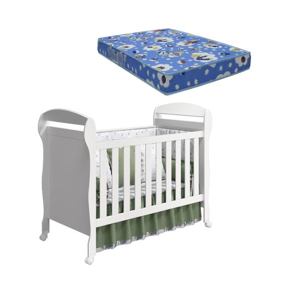 Imagem de Berço Americano Infantil Danny 2 em 1, Sofazinho Branco Fosco com Colchão Para Quarto Bebe - Reller