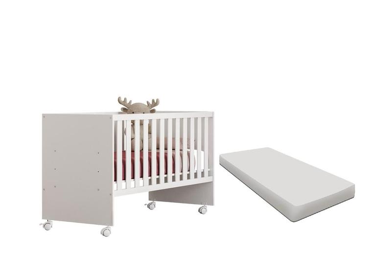 Imagem de Berço Amore Com Rodizios Para Quarto De Bebê Com Colchão - Móveis Leartam