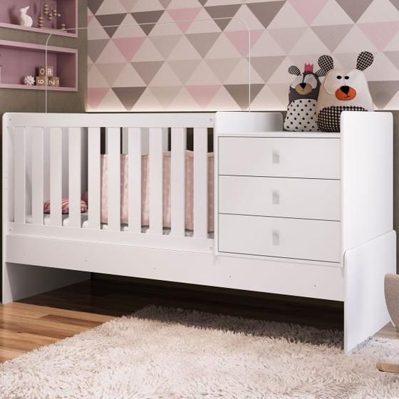 Imagem de Berço Cama com Cômoda Bb680 Branco - Completa Móveis