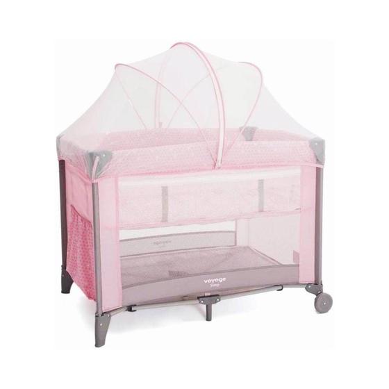 Imagem de Berço Cercado Portátil p/ Bebê Sleep 18kgs Rosa Claro Voyage