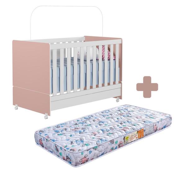 Berço Com Colchão Baby Luxo Celiflex 130 x 70 cm Rose Encanto ...