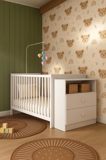 Berço Cômoda com Colchão Incluso com 3 ANOS de Garantia Meu Bebê Multimóveis Branco