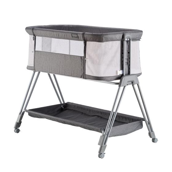 Imagem de Berço de Cabeceira Dobrável para Bebê - 7 Alturas Ajustáveis, com Cama de Malha (Cinza Claro)