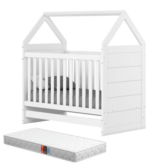 Imagem de Berço Estilo Americano Que Vira Mini Cama Montessoriana Para Quarto Infantil  Com Colchão