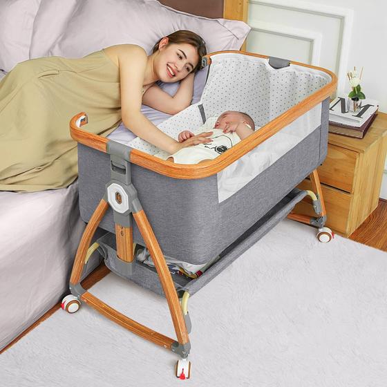Imagem de Berço Lateral Mereryi com Rodas e Armazenamento