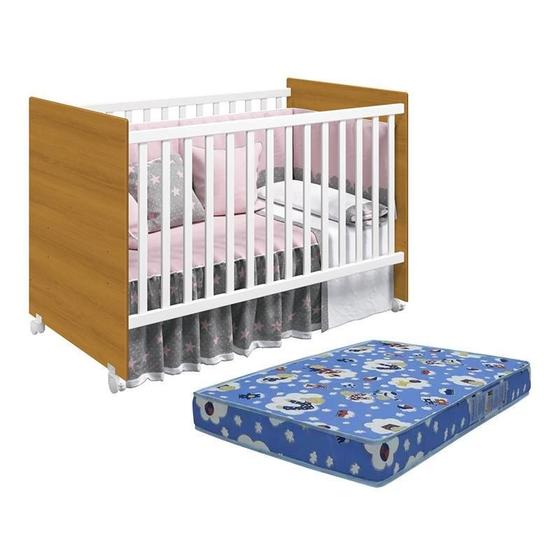 Imagem de Berço Mel Branco/Savana com Colchão Baby Physical - Reller Móveis