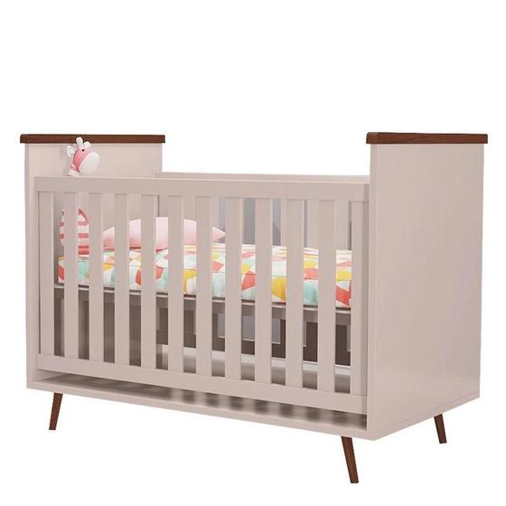 Berço Mini Cama 3 em 1 Retrô Wood Rosê 100% MDF - Mobili Imagem de Berço Mini Cama 3 em 1 Retrô Wood Rosê 100% MDF