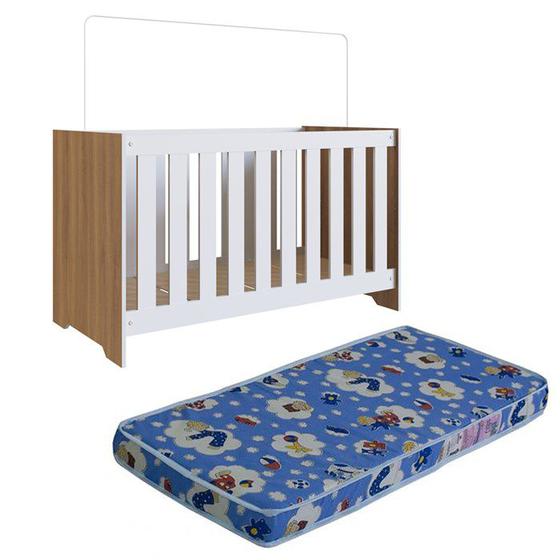 Imagem de Berço Mini Cama 3X1 Com Colchao LA013 Nogal Manchester Branco Comm