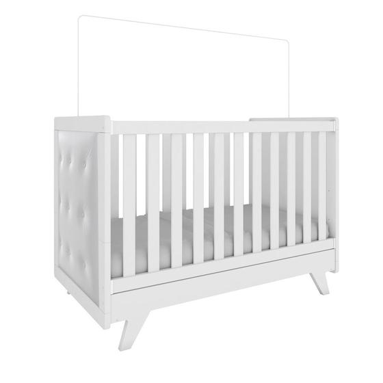 Imagem de Berço Mini Cama Capitonê material sintético Retrô Móveis Peroba Branco Brilho  
