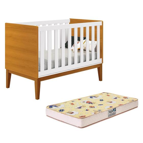 Imagem de Berço Mini Cama Classic com Pés Amadeirado e Colchão Supreme - Reller Móveis