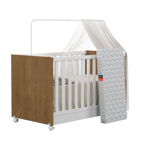 Imagem de Berço Mini Cama Doce Sonho Com Grade De Proteção Removível E Colchão Infantil Para Quarto De Bebê 