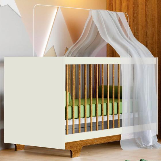 Imagem de Berço Mini Cama Flocos 100% Mdf com Colchão Off White/Ypê - Tigus