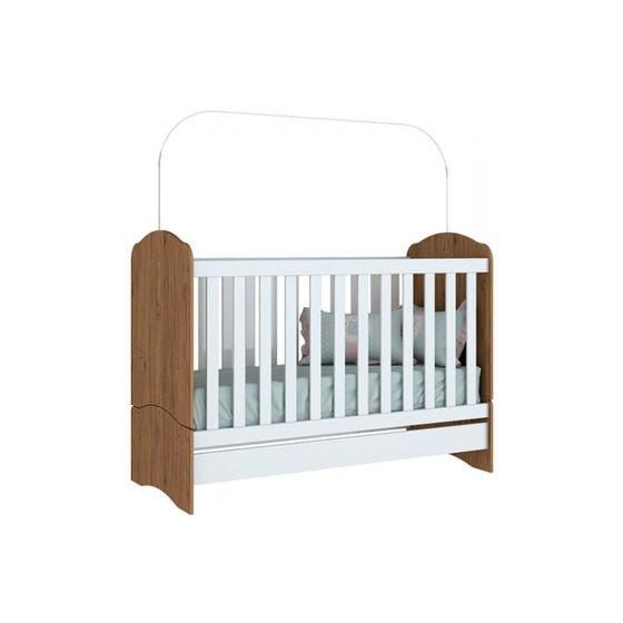 Imagem de Berço / Mini Cama Infantil Bala de Menta 3 em 1 Rústico/Branco - Henn