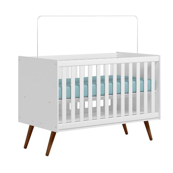 Imagem de Berço Mini Cama Infantil Q Charm 70cm Com Rodízios e Mosqueteiro -Branco Branco Acetinado - ÉdeCasaMóveis