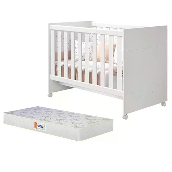 Imagem de Berço Mini Cama Katatau Flex Branco Brilho com Colchão D18 de 10cm - Reller Móveis