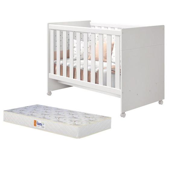 Imagem de Berço Mini Cama Katatau Flex Branco Brilho com Colchão D18 de 10cm - Reller Móveis