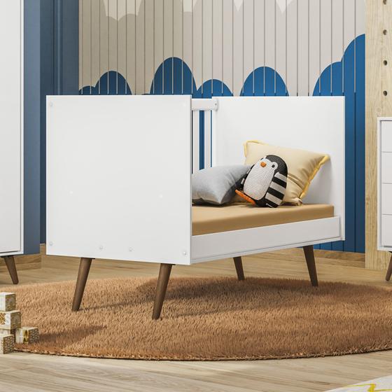 Imagem de Berço mini cama para quarto infantil q encanto retro - branco acetinado