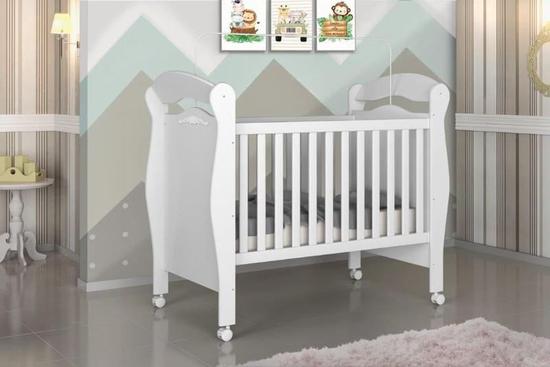 Imagem de Berço Mini Cama PIMP 3 em 1 Com Suporte Para Véu e Rodízios Cor Branco
