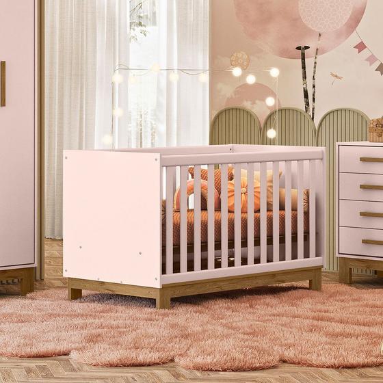 Imagem de Berço Mini Cama Qencanto Slim 4315 Qmovi Rosa Acetinado