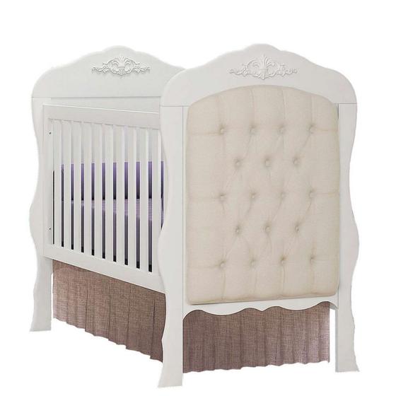 Imagem de Berço Mini Cama Realeza Provençal com 1 Captonê Branco Fosco Acetinado - Moveis Canaã