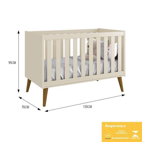 Imagem de Berço Mini Cama Theo Retrô com Pés Amadeirado - Reller Móveis