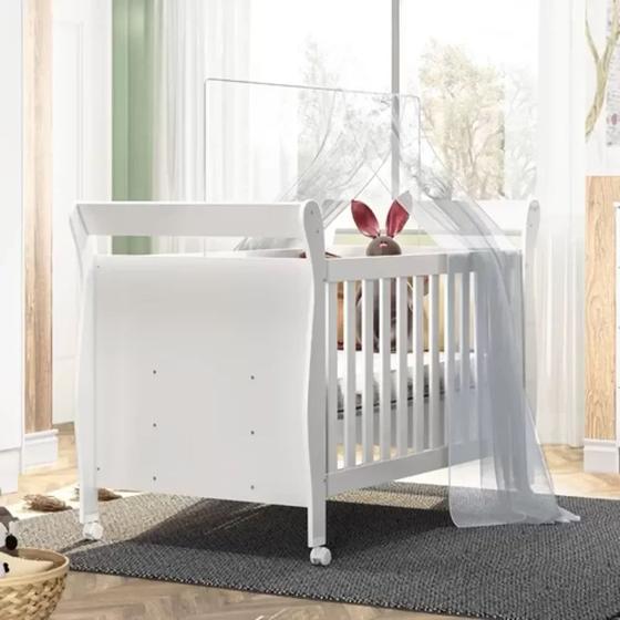 Imagem de Berço Minicama Infantil Star com Colchão e Rodízios Tigus - Branco