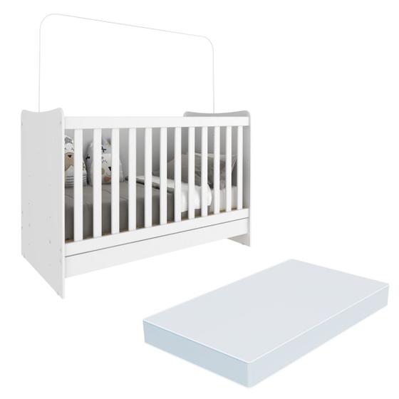 Imagem de Berço Multifuncional 4 em 1 com colchão vira escrivaninha Evolution Multimóveis Branco