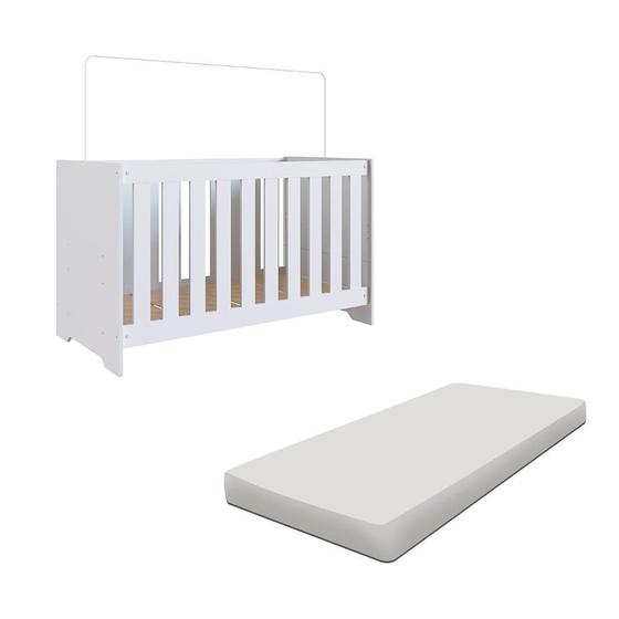 Imagem de Berço Multifuncional Americano 3 Em 1 Com Colchão 60cm x 130cm Branco Quinton Shop Jm